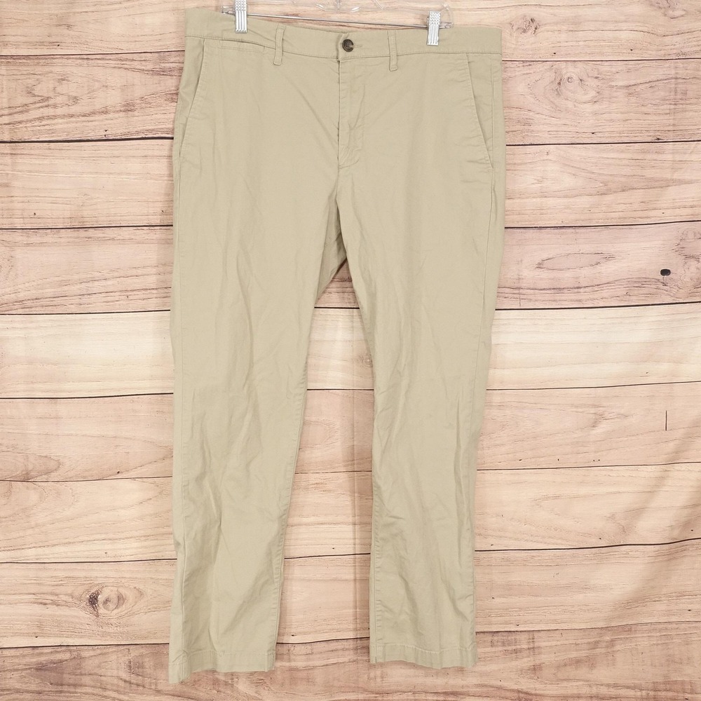Goodfellow & Co Summer Chino Pants Mens 38x30 Beige Slim Fit Stretch Casual